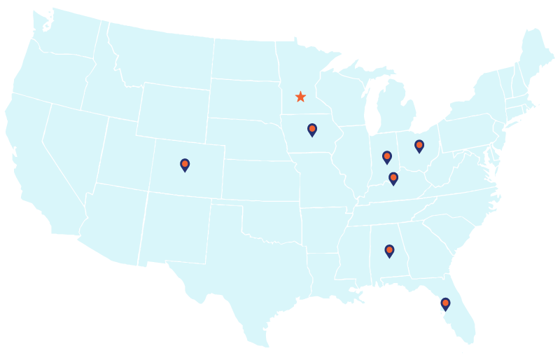 US map of office locations